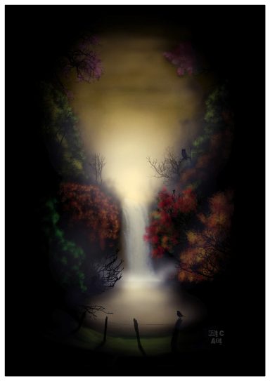 Light behind the falls